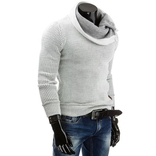 Sweter (wx0524) - Biały dstreet bialy abstrakcyjne wzory