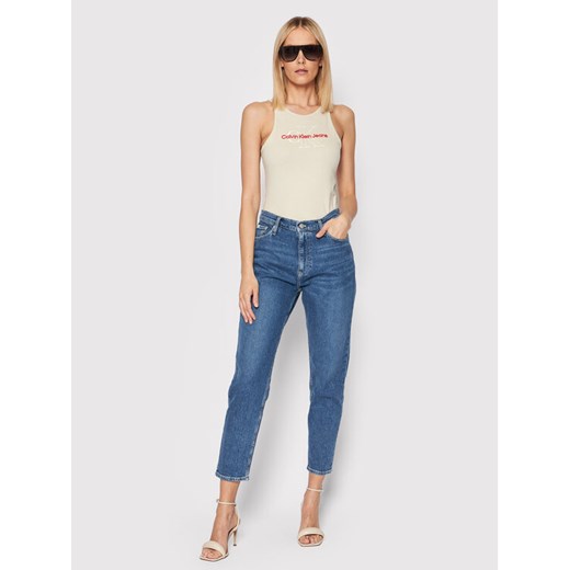 Calvin Klein Jeans Top J20J218253 Beżowy Slim Fit L okazja MODIVO