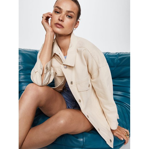 Mango Kurtka jeansowa Dafne 37050095 Beżowy Oversize Mango XS okazja MODIVO