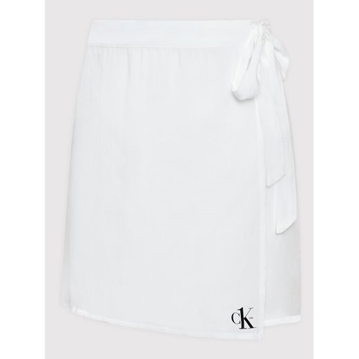 Calvin Klein Swimwear Spódnica mini KW0KW01787 Biały Regular Fit L okazja MODIVO