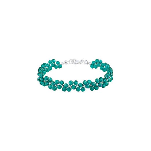 Zielona bransoletka z przeplatanymi kryształami i kulkami laoni-pl bialy Bransoletki