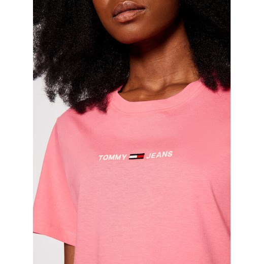 Tommy Jeans T-Shirt Linear Logo DW0DW10057 Różowy Regular Fit Tommy Jeans S okazja MODIVO