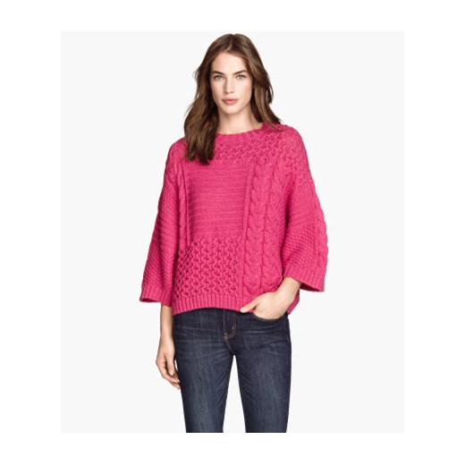  Sweter w warkocz  h-m rozowy bawełniane