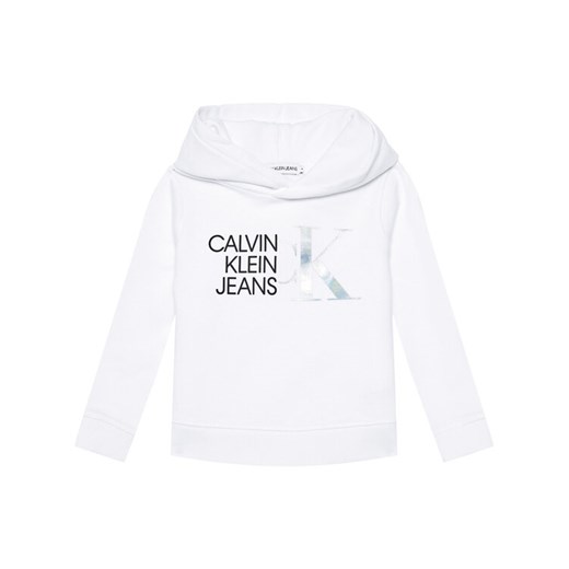 Calvin Klein Jeans Bluza Hybrid Logo IG0IG00873 Biały Regular Fit 4Y wyprzedaż MODIVO