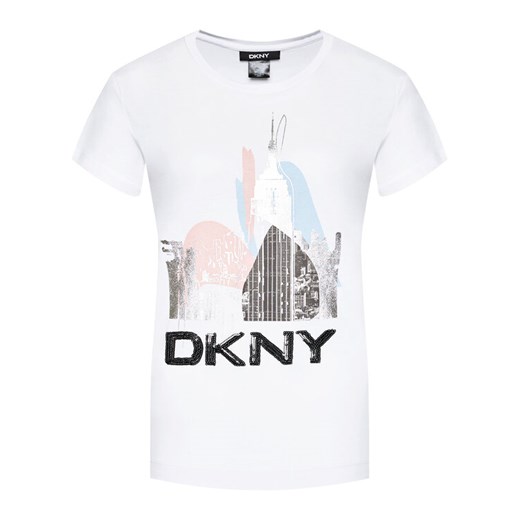 DKNY T-Shirt P02BNCNA Biały Regular Fit XS MODIVO okazyjna cena