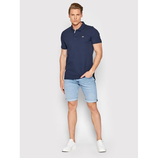 Tommy Jeans Polo Solid Stretch DM0DM12219 Granatowy Slim Fit Tommy Jeans XL wyprzedaż MODIVO