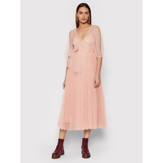 Red Valentino Sukienka koktajlowa XR3VADU0 Różowy Slim Fit Red Valentino 40 promocyjna cena MODIVO