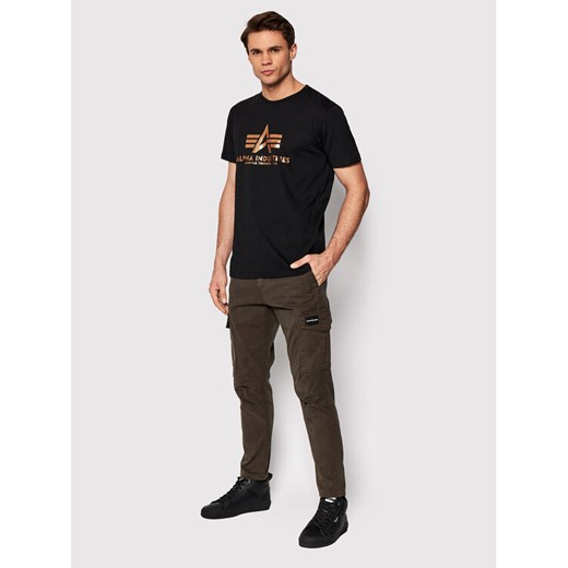 Alpha Industries T-Shirt Basic Foll Print 100501FP Czarny Regular Fit Alpha Industries S okazyjna cena MODIVO