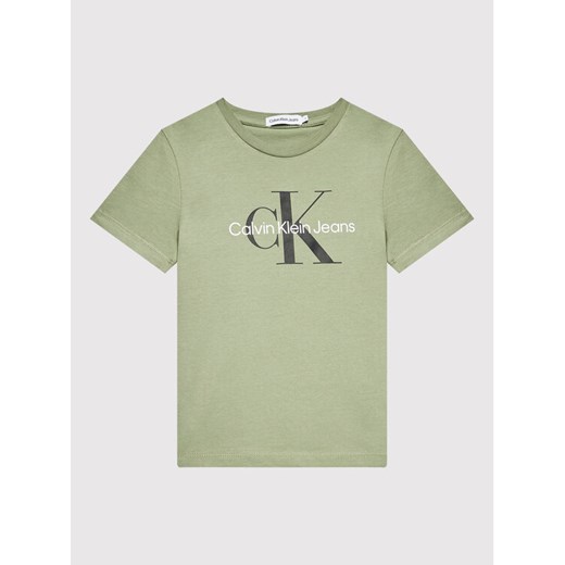 Calvin Klein Jeans T-Shirt Monogram IU0IU00267 Zielony Regular Fit 14Y MODIVO promocyjna cena