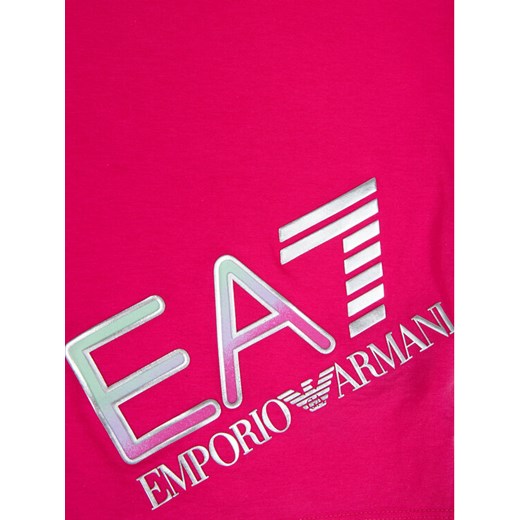 EA7 Emporio Armani T-Shirt 3HFT54 FJ22Z 1401 Różowy Regular Fit 6Y okazja MODIVO