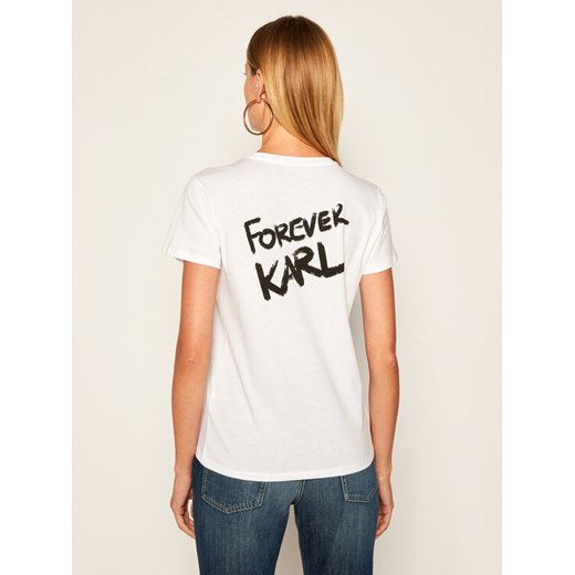 KARL LAGERFELD T-Shirt Forever 205W1702 Biały Long Fit Karl Lagerfeld XL okazja MODIVO