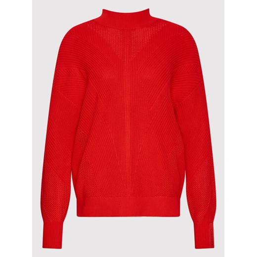 Calvin Klein Sweter Mock Neck K20K203337 Czerwony Regular Fit Calvin Klein XXL promocja MODIVO