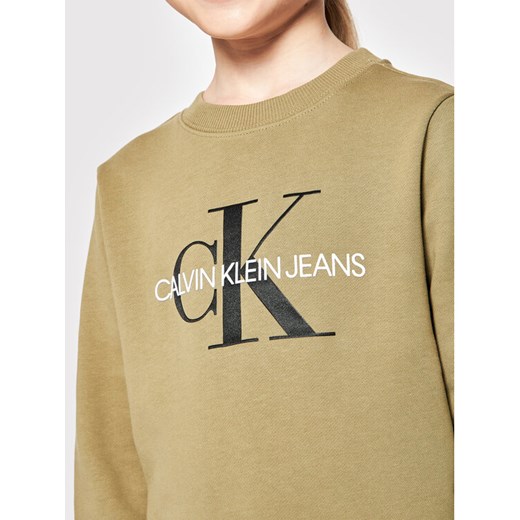 Calvin Klein Jeans Bluza Monogram Logo IU0IU00069 Zielony Regular Fit 12Y okazyjna cena MODIVO