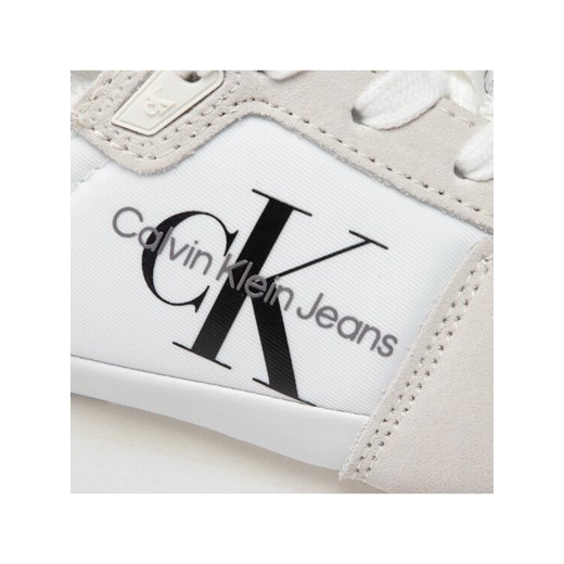 Calvin Klein Jeans Sneakersy Runner Sock Laceup Ny-Lth YW0YW00832 Biały 39 promocja MODIVO