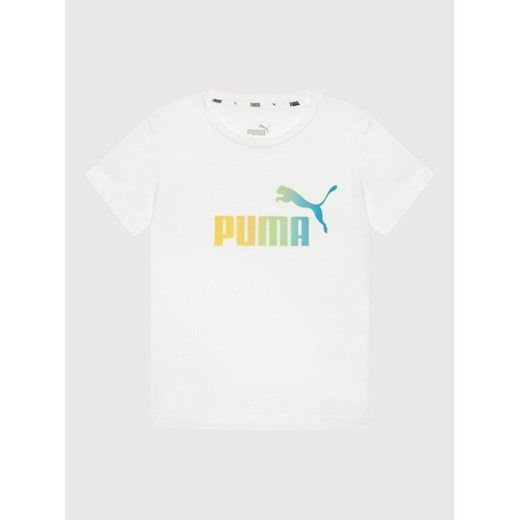Puma T-Shirt Essentials+ Bleach Logo 846954 Biały Regular Fit Puma 152 MODIVO