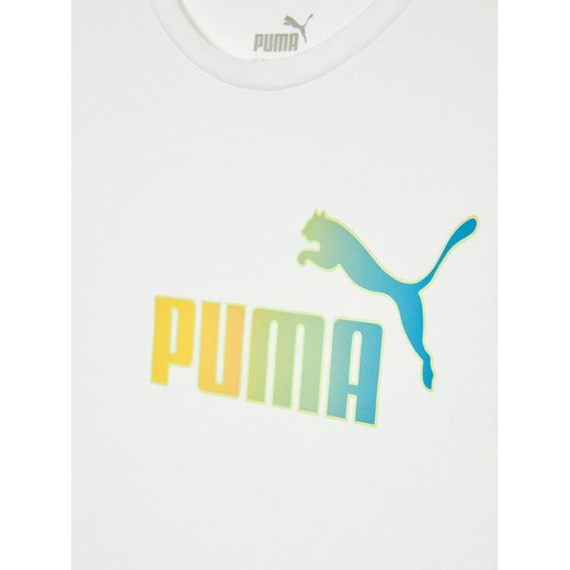 Puma T-Shirt Essentials+ Bleach Logo 846954 Biały Regular Fit Puma 152 MODIVO