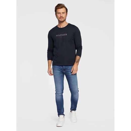 Tommy Hilfiger Longsleeve Linear Flag MW0MW25670 Granatowy Slim Fit Tommy Hilfiger XL okazja MODIVO