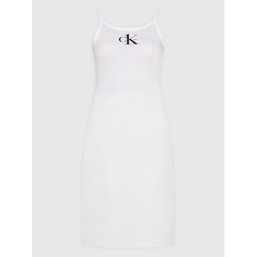Calvin Klein Swimwear Sukienka plażowa Ck One KW0KW01783 Biały Regular Fit S MODIVO promocja
