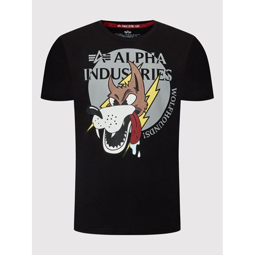 Alpha Industries T-Shirt Wolfhounds 108503 Czarny Regular Fit Alpha Industries S wyprzedaż MODIVO