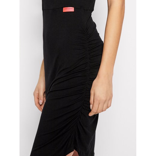 Sukienka Armani Exchange czarna z krótkimi rękawami mini casual z okrągłym  dekoltem