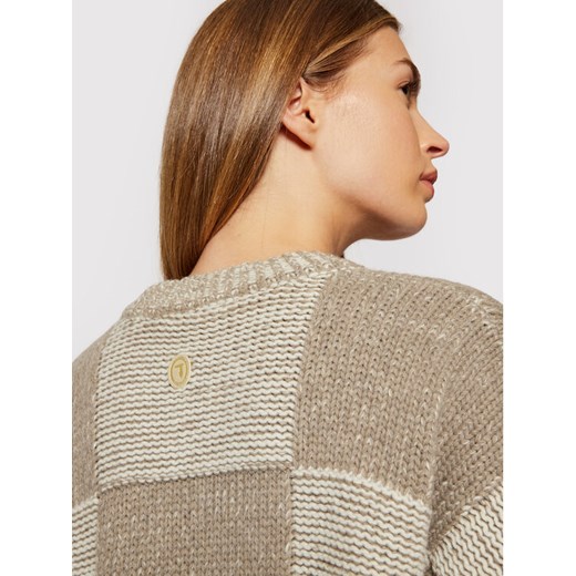 Trussardi Sweter Chequerboard 56M00461 Beżowy Relaxed Fit Trussardi S promocyjna cena MODIVO