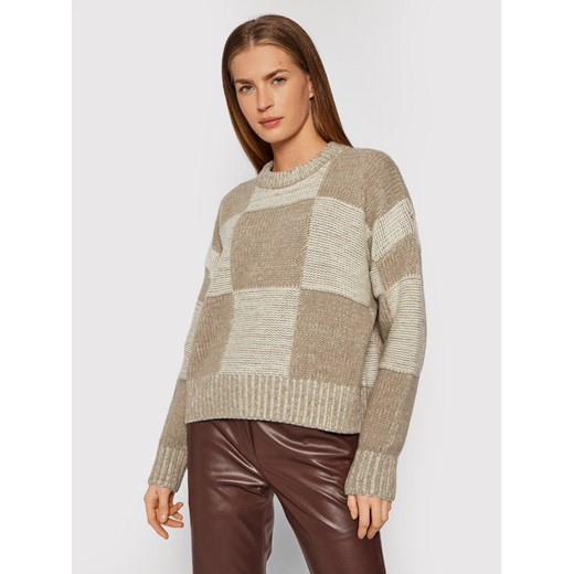 Trussardi Sweter Chequerboard 56M00461 Beżowy Relaxed Fit Trussardi XS wyprzedaż MODIVO