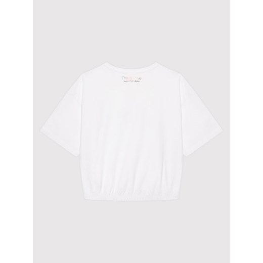 Calvin Klein Jeans T-Shirt Pride Monogram Logo IG0IG01794 Biały Relaxed Fit 12Y okazyjna cena MODIVO