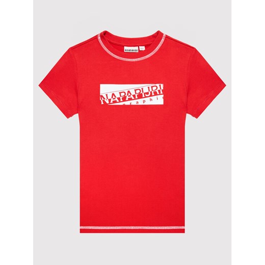 Napapijri T-Shirt Sob NP0A4FP7 S Czerwony Regular Fit Napapijri 10Y okazja MODIVO