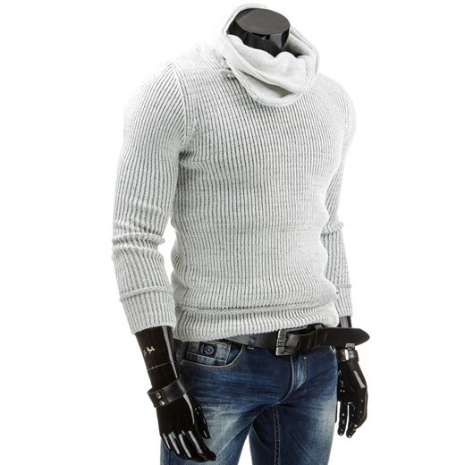 Sweter (wx0557) - Biały dstreet bialy abstrakcyjne wzory