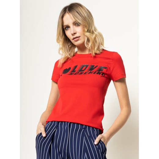 LOVE MOSCHINO T-Shirt W4F7358E 1698 Czerwony Regular Fit Love Moschino 40 okazyjna cena MODIVO
