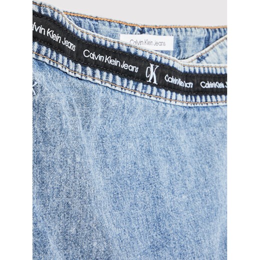 Calvin Klein Jeans Szorty jeansowe Denim Logo Tape IG0IG01448 Niebieski Regular 14Y promocyjna cena MODIVO