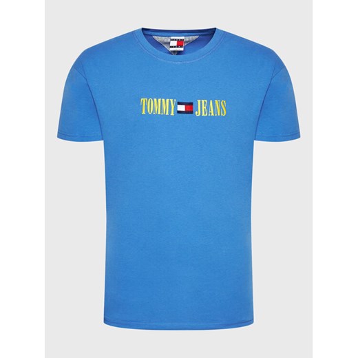 Tommy Jeans T-Shirt Linear DM0DM14940 Niebieski Regular Fit Tommy Jeans XL wyprzedaż MODIVO