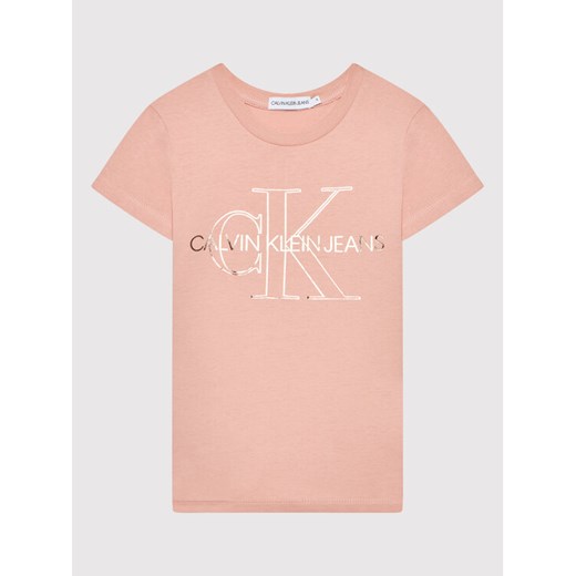 Calvin Klein Jeans T-Shirt Monogram Outline IG0IG01159 Różowy Slim Fit 12Y MODIVO wyprzedaż