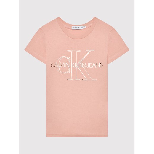 Calvin Klein Jeans T-Shirt Monogram Outline IG0IG01159 Różowy Slim Fit 12Y MODIVO wyprzedaż