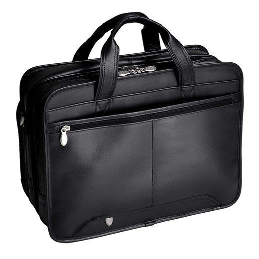 MCKLEIN Walton ekskluzywna torba skórzana biznesowa na laptopa 17" skorzana-com czarny z kieszeniami