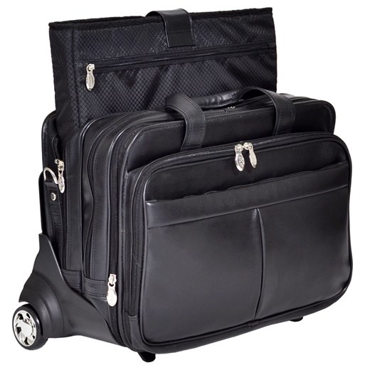Skórzana torba podróżna na laptopa 17" z odpinanym wózkiem Mcklein Roosevelt 84555