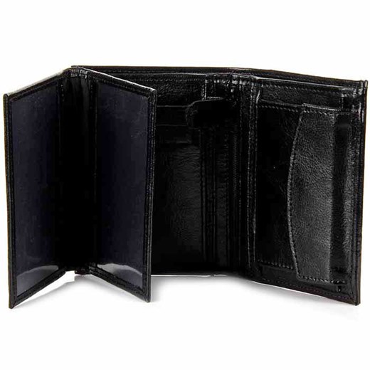 P165 czarny skórzany portfel męski skorzana-com czarny z kieszeniami