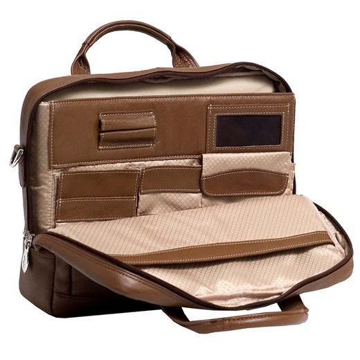 MCKLEIN Montclare 15494S brązowa ekskluzywna skórzana torba biznesowa na laptopa 13,3" skorzana-com bezowy klasyczny