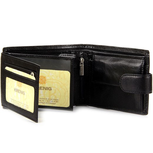 KRENIG Classic 12080 - ekskluzywny czarny skórzany portfel męski w pudełku skorzana-com czarny naturalne