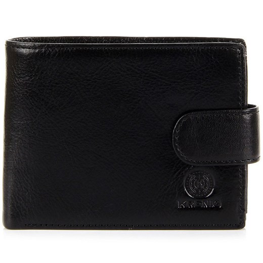 KRENIG Classic 12080 - ekskluzywny czarny skórzany portfel męski w pudełku skorzana-com czarny kieszeń na bilon