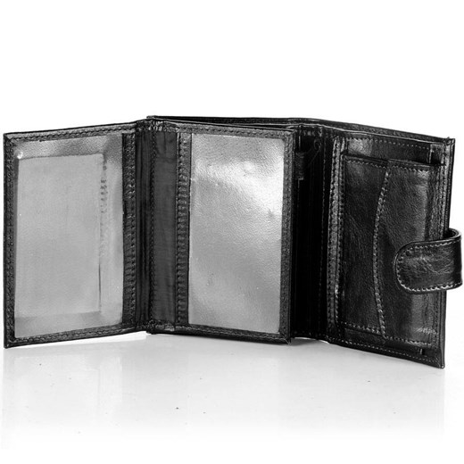 P150 czarny skórzany portfel męski skorzana-com szary z kieszeniami