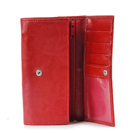 P7 czerwony portfel skórzany damski skorzana-com czerwony z kieszeniami