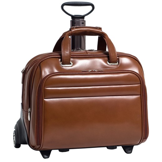 Skórzana torba podróżna na laptopa 17" z odpinanym wózkiem Mcklein Midway 86604 brązowa