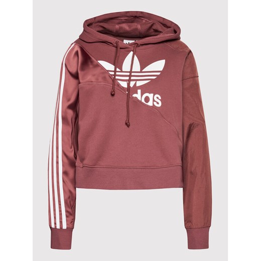 adidas Bluza adicolor Split Trefoil HC7035 Bordowy Relaxed Fit 40 wyprzedaż MODIVO