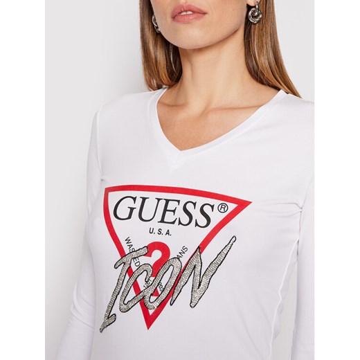 Guess Bluzka Icon W1BI21 J1311 Biały Regular Fit Guess M okazja MODIVO