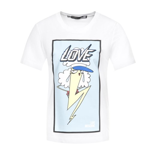 LOVE MOSCHINO T-Shirt W4F151ZM 3876 Biały Regular Fit Love Moschino 42 okazja MODIVO