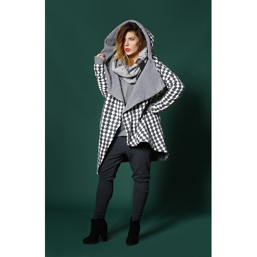 NUBEE - ASYMMETRY HOOD - Płaszcz dzianina swetrowa showroom-pl zielony ekologiczne