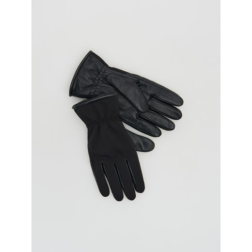 Reserved - Skórzane rękawiczki z marszczeniem - Czarny Reserved M okazyjna cena Reserved