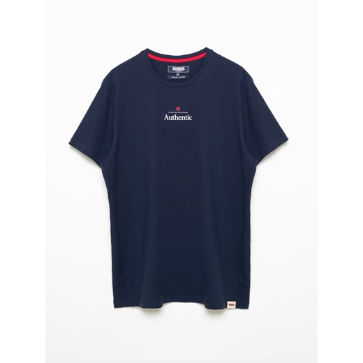 Koszulka męska z linii Authentic z nadrukiem granatowa Techmunen 403 ze sklepu Big Star w kategorii T-shirty męskie - zdjęcie 150592729