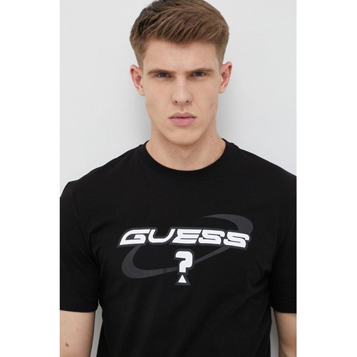 Guess t-shirt bawełniany kolor czarny z nadrukiem Guess L ANSWEAR.com